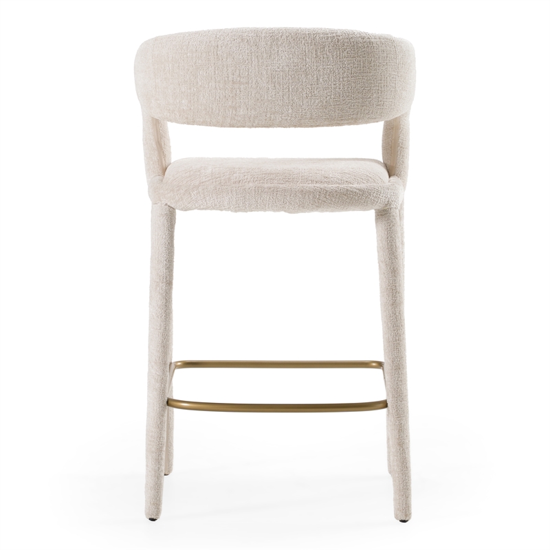 Pemberly Row Modern Ivory Beige Counter Chair with Cast Iron Legs