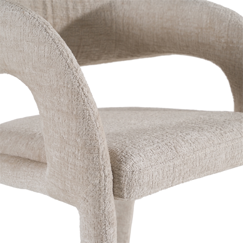 Pemberly Row Modern Ivory Beige Counter Chair with Cast Iron Legs