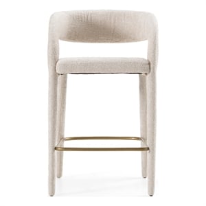 Pemberly Row Modern Ivory Beige Counter Chair with Cast Iron Legs