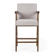 Pemberly Row Modern Counter Chair Set in Beige Fabric & Walnut (Set of 2)