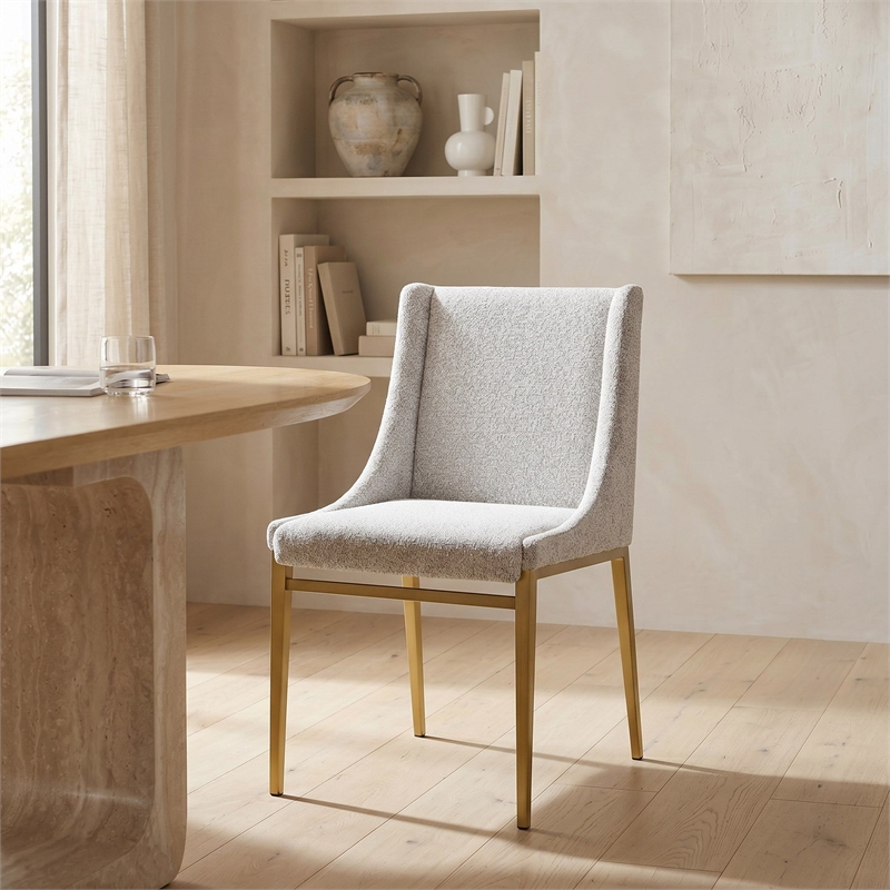 Pemberly Row Mid-Century Modern Light Gray Dining Chair Set of 2