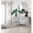 Pemberly Row Modern Round Mirror in Tiger Wood Gray Finish