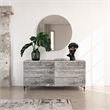 Pemberly Row Modern Round Mirror in Tiger Wood Gray Finish