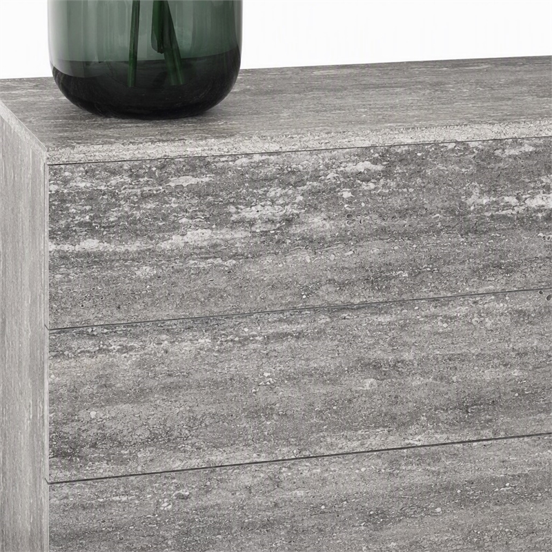Pemberly Row Modern Round Mirror in Tiger Wood Gray Finish
