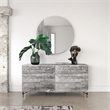 Pemberly Row Modern Round Mirror in Tiger Wood Gray Finish