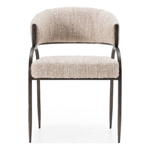 Pemberly Row Modern Beige Upholstered Dining Chair with Metal Frame