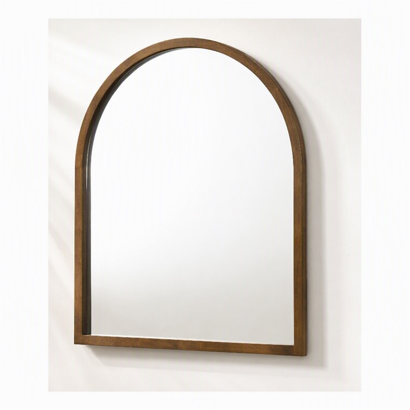 Pemberly Row Modern Walnut Mirror with Veneer Frame