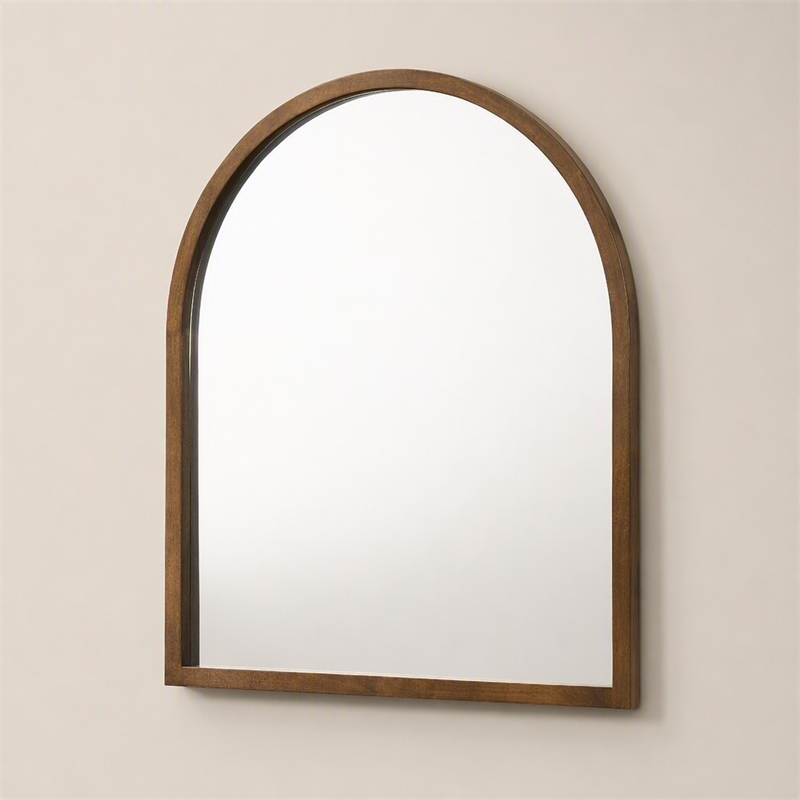 Pemberly Row Modern Walnut Mirror with Veneer Frame