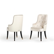 Pemberly Row Larissa Modern Cream Velvet Dining Chair with Tufted Back