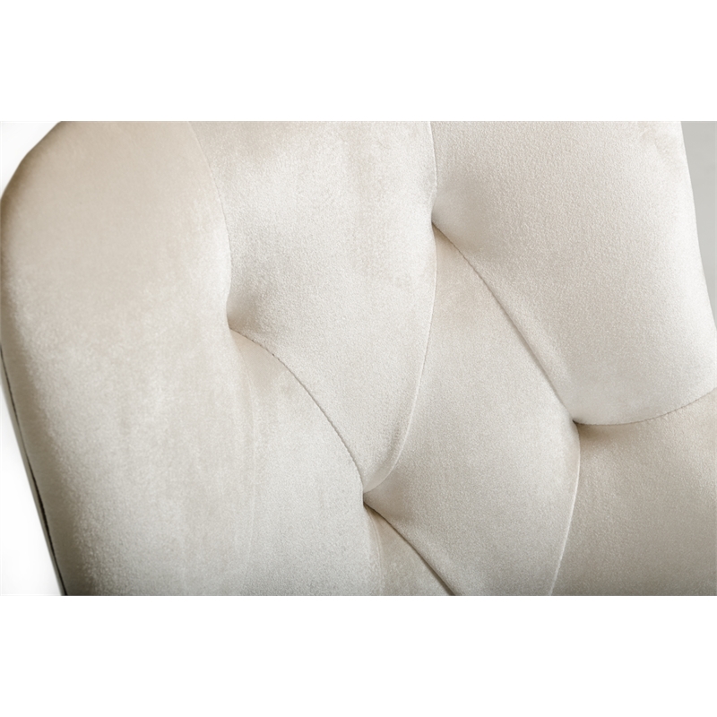 Pemberly Row Larissa Modern Cream Velvet Dining Chair with Tufted Back