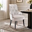Pemberly Row Larissa Modern Cream Velvet Dining Chair with Tufted Back