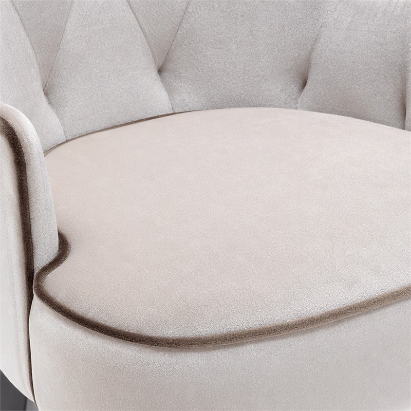 Pemberly Row Larissa Modern Cream Velvet Dining Chair with Tufted Back