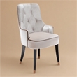 Pemberly Row Larissa Modern Cream Velvet Dining Chair with Tufted Back
