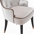 Pemberly Row Larissa Modern Cream Velvet Dining Chair with Tufted Back