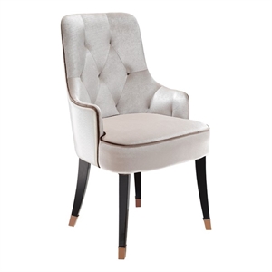 Pemberly Row Larissa Modern Cream Velvet Dining Chair with Tufted Back