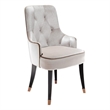 Pemberly Row Larissa Modern Cream Velvet Dining Chair with Tufted Back