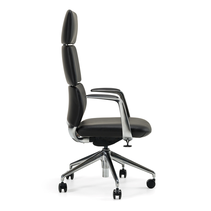 Pemberly Row Modern Black Executive Office Chair in Vegan Leather