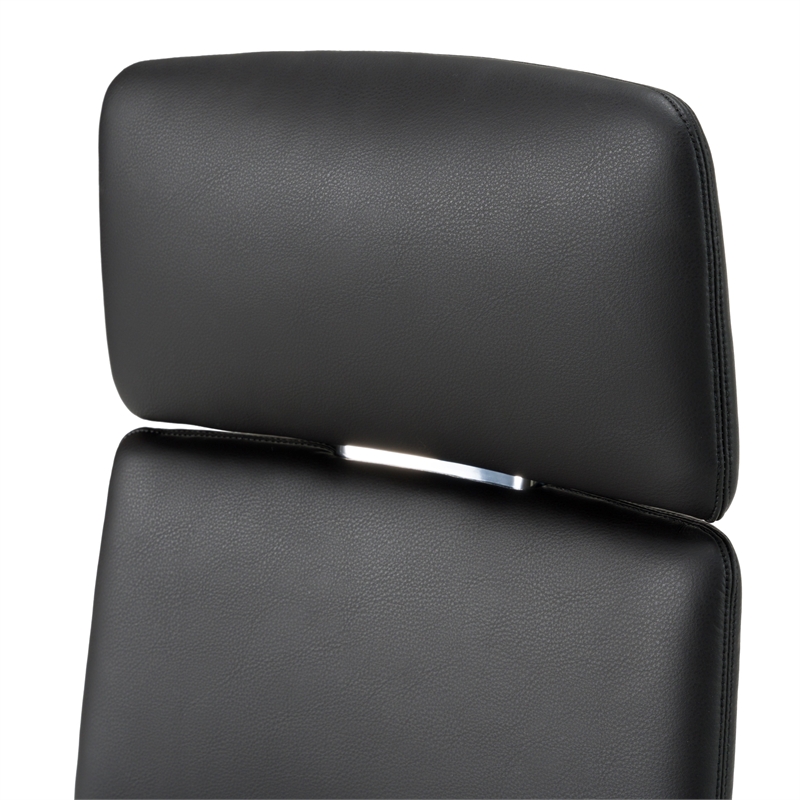 Pemberly Row Modern Black Executive Office Chair in Vegan Leather
