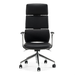 Pemberly Row Modern Black Executive Office Chair in Vegan Leather