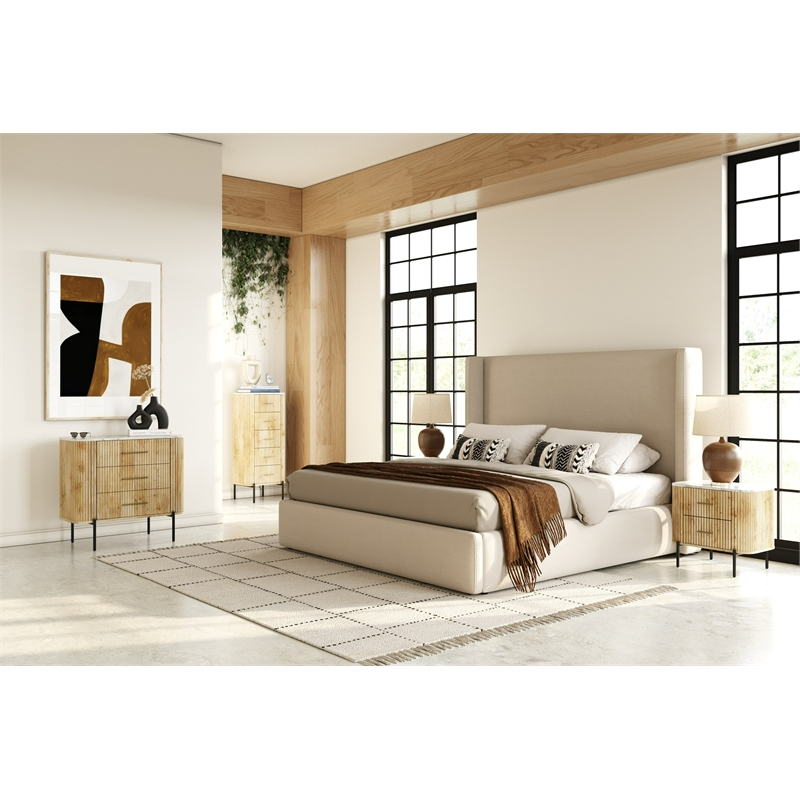Pemberly Row 3 Drawer Dresser with White Marble Top and Mango Wood Body