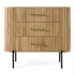 Pemberly Row 3 Drawer Dresser with White Marble Top and Mango Wood Body