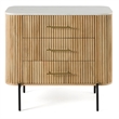Pemberly Row 3 Drawer Dresser with White Marble Top and Mango Wood Body