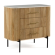 Pemberly Row 3 Drawer Dresser with White Marble Top and Mango Wood Body