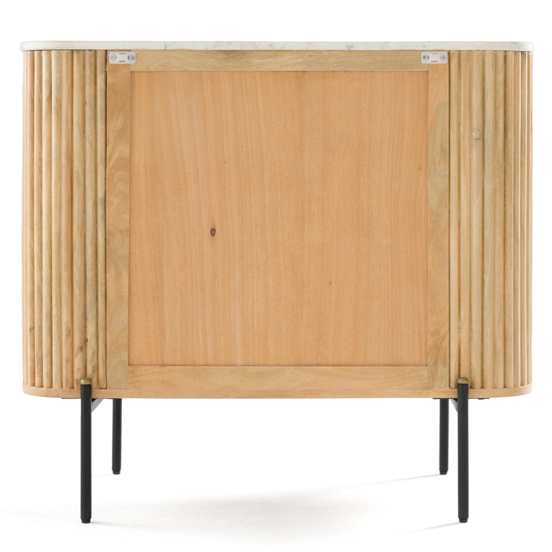 Pemberly Row 3 Drawer Dresser with White Marble Top and Mango Wood Body