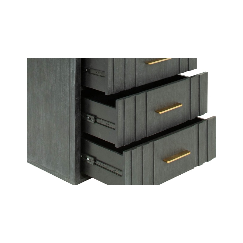 Pemberly Row Dark Gray Chest with Acacia Wood and Brass Handles