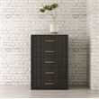 Pemberly Row Dark Gray Chest with Acacia Wood and Brass Handles