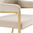 Pemberly Row Modern Dining Armchair in Beige Fabric with Antique Brass Frame