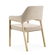 Pemberly Row Modern Dining Armchair in Beige Fabric with Antique Brass Frame
