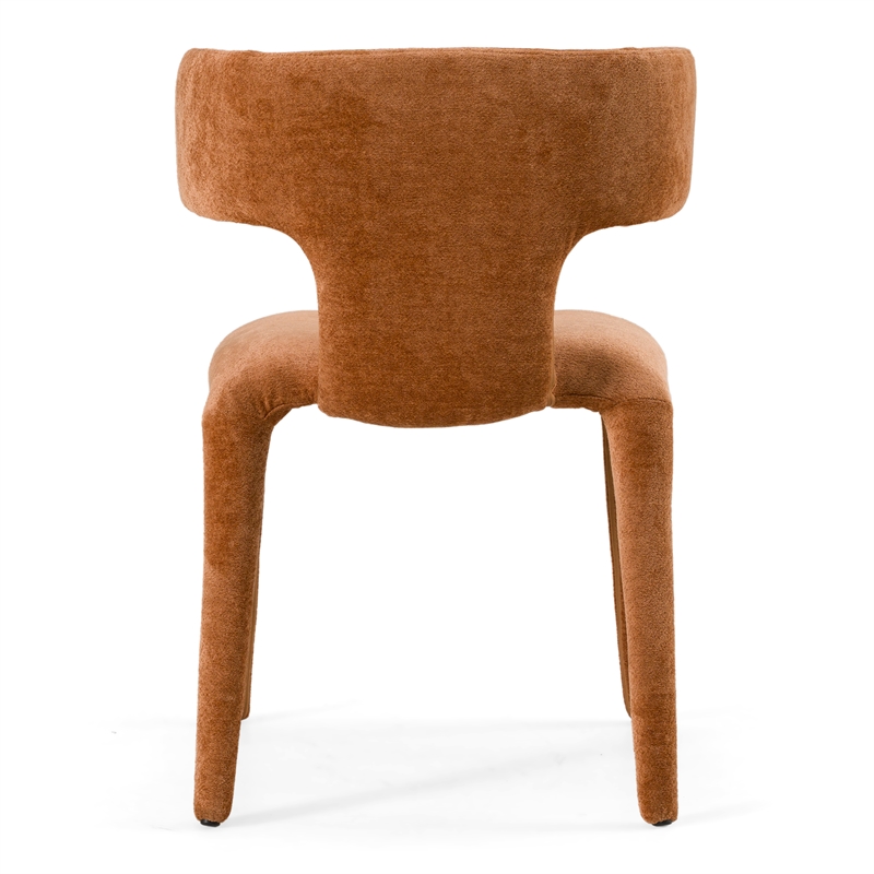 Pemberly Row Modern Rust Velvet Dining Chair with Iron Frame and Foam Fill