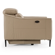 Pemberly Row Power Recliner Chair in Genuine Taupe Leather and Walnut Frame