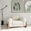 Pemberly Row Contemporary Cream Lounge Chair with Walnut Wood Legs