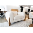 Pemberly Row Contemporary Cream Lounge Chair with Walnut Wood Legs