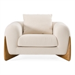 Pemberly Row Contemporary Cream Lounge Chair with Walnut Wood Legs