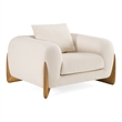 Pemberly Row Contemporary Cream Lounge Chair with Walnut Wood Legs