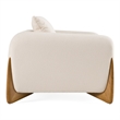 Pemberly Row Contemporary Cream Lounge Chair with Walnut Wood Legs