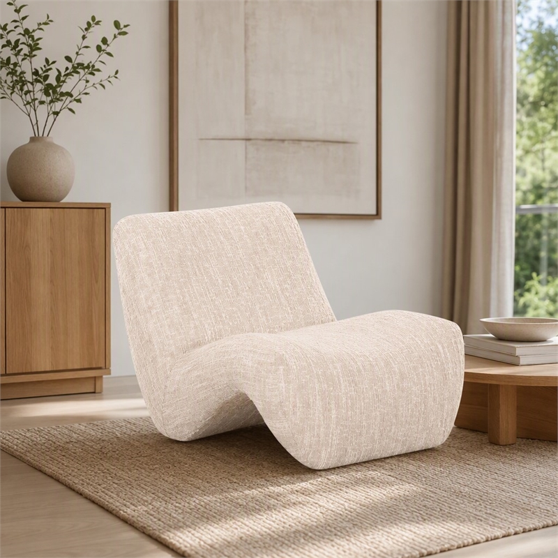 Pemberly Row Modern Beige Fabric Upholstered Accent Chair