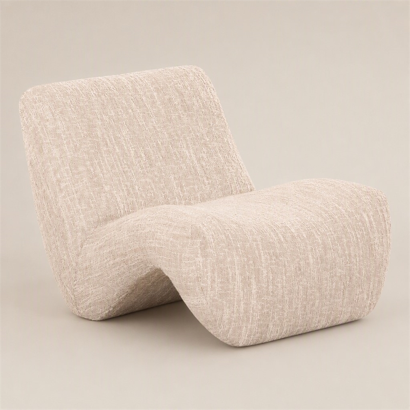 Pemberly Row Modern Beige Fabric Upholstered Accent Chair