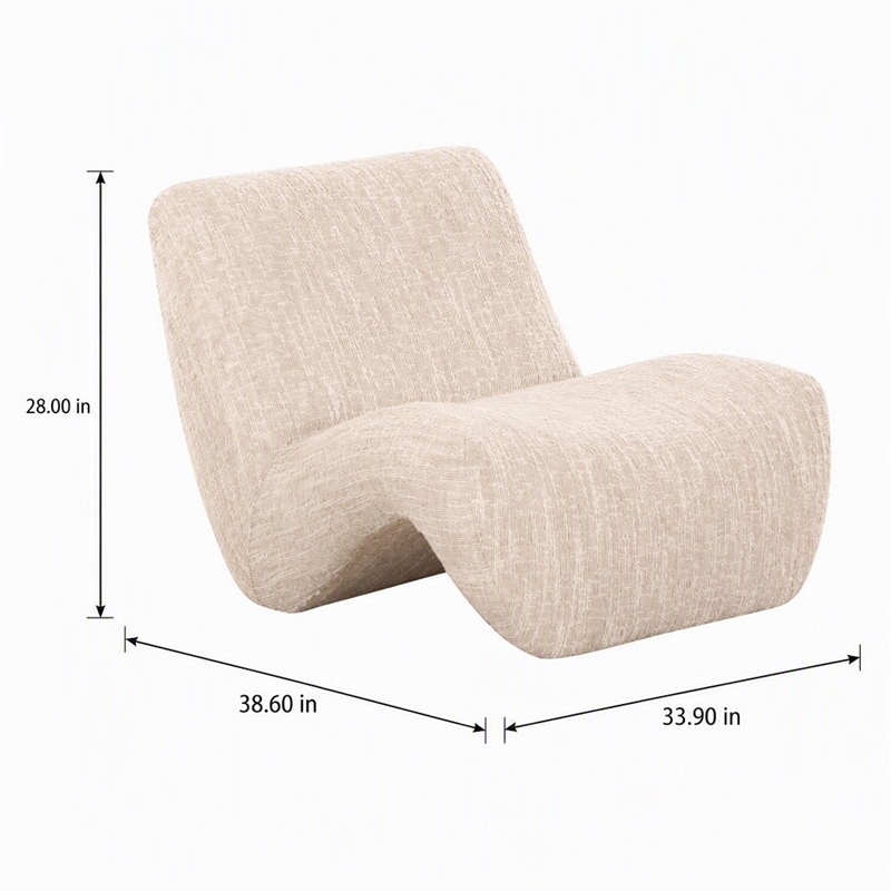 Pemberly Row Modern Beige Fabric Upholstered Accent Chair