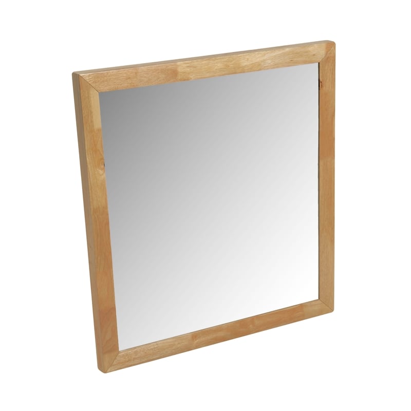 Pemberly Row Modern Natural Rubberwood Frame Rectangular Mirror