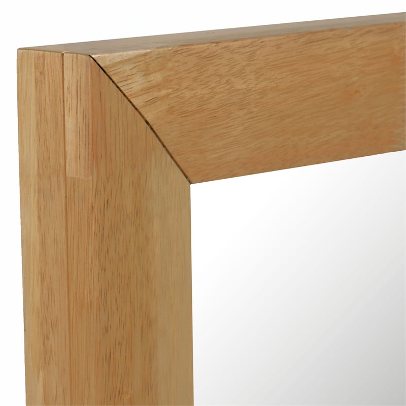 Pemberly Row Modern Natural Rubberwood Frame Rectangular Mirror