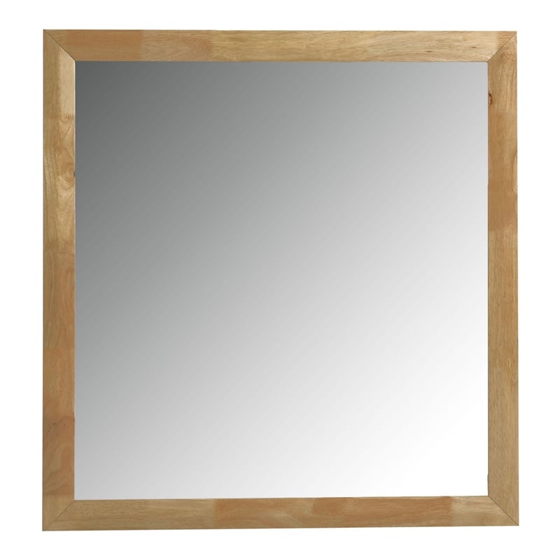 Pemberly Row Modern Natural Rubberwood Frame Rectangular Mirror