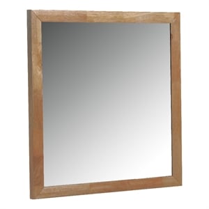Pemberly Row Modern Natural Rubberwood Frame Rectangular Mirror