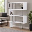 Pemberly Row White High Gloss Bookcase with MDF and Stainless Steel Frame