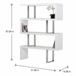 Pemberly Row White High Gloss Bookcase with MDF and Stainless Steel Frame