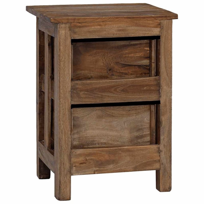 Pemberly Row Solid Mahogany Wood Nightstand with 2 Drawers in Brown