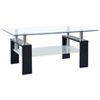 Pemberly Row Coffee Table with Glass Top and Black Base